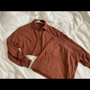 Brown Sheen skirt and jacket set